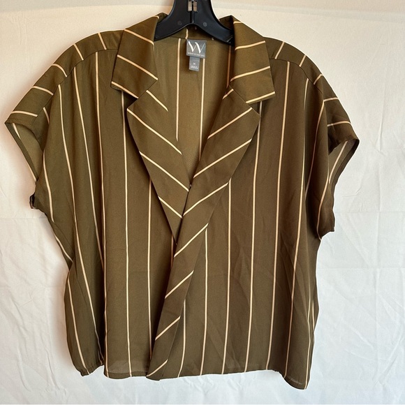 Worthington striped faux wrap collared top - Picture 2 of 5